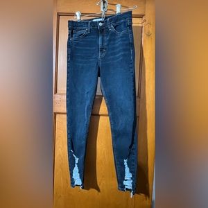 TOPSHOP “JAMIE”RICH DARK BLUE RIP/DISTRESSED SKINNY JEAN